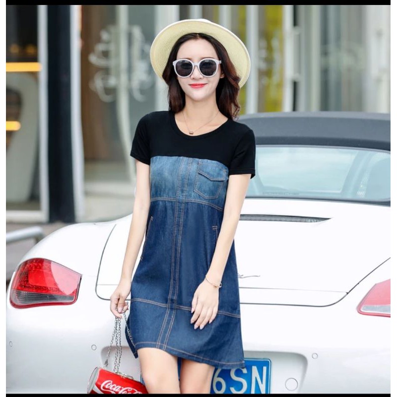 DRESS JEANS WANITA KOMBINASI BABYTERRI