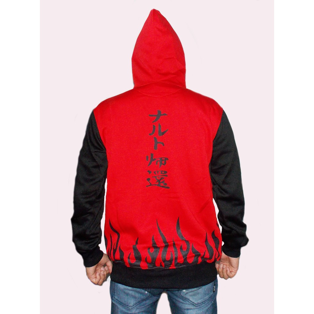 Jaket Naruto Yondaime Hokage Merah - Sweater Hoodie Pria - Jaket Hokage Konoha Merah - Jaket Anak