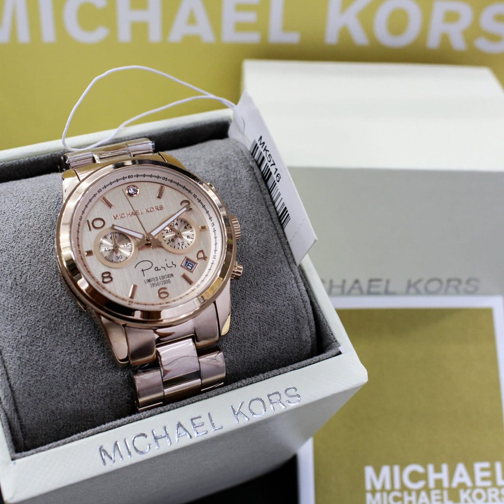 terlaris d=38mm, Michael Kors MK 5716 Original , All stainless steel Rosegold, chronograph stopwatch
