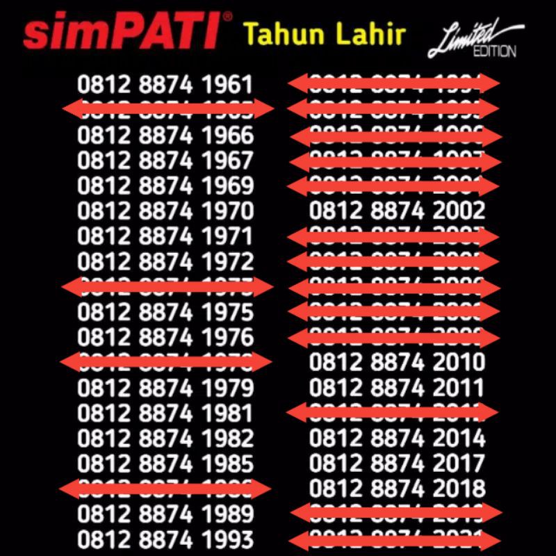 Nomor Cantik Simpati Tahun Lahir 1979 1981 1982 1985 1986 1993 1994 1996 1997 2001 2002 2003 2005
