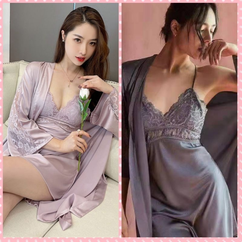 Vee-kimono silk 2 in 6341 pad bra/seserahan/bajutidur-1