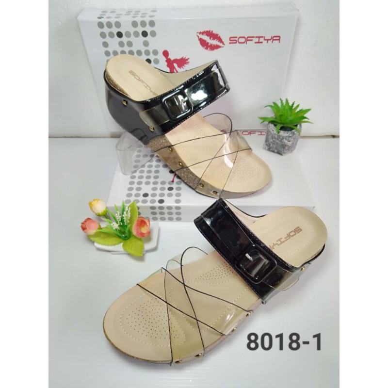 sendal wedges/sendal pesta/wedges kaca