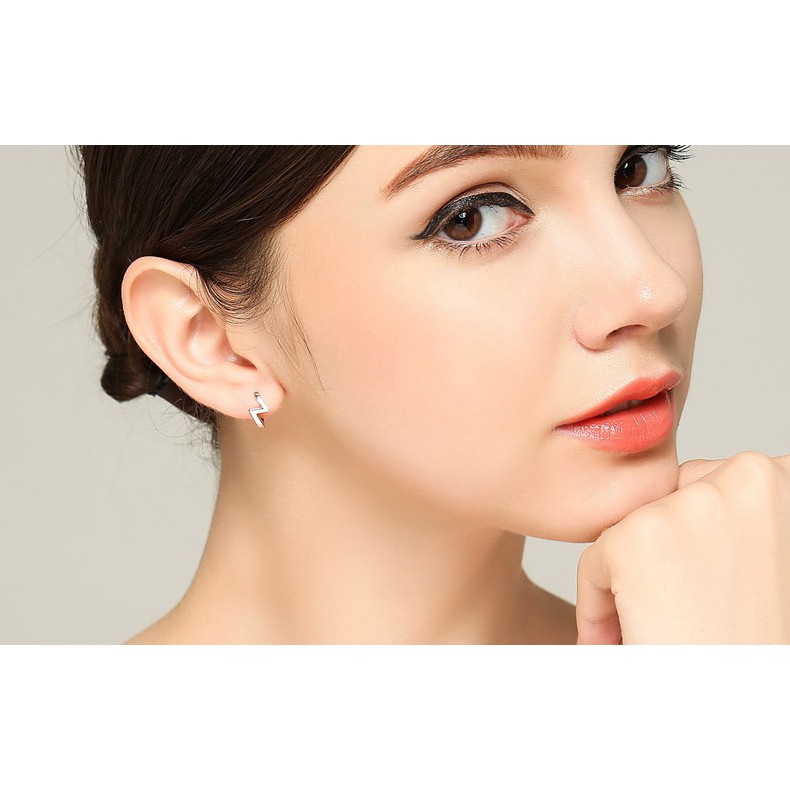S925 Anting-Anting Perak Perempuan Jepang Dan Korea Elegan Mode Sederhana Petir Anting-Anting Perak Kecil Eropa Dan Amerika ... ai2-2915-7