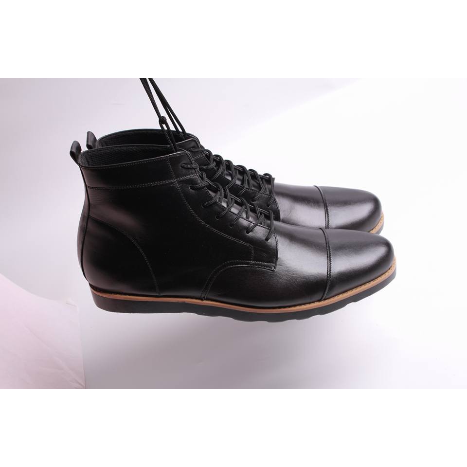 Sepatu boot pria kulit asli Boston Pavel