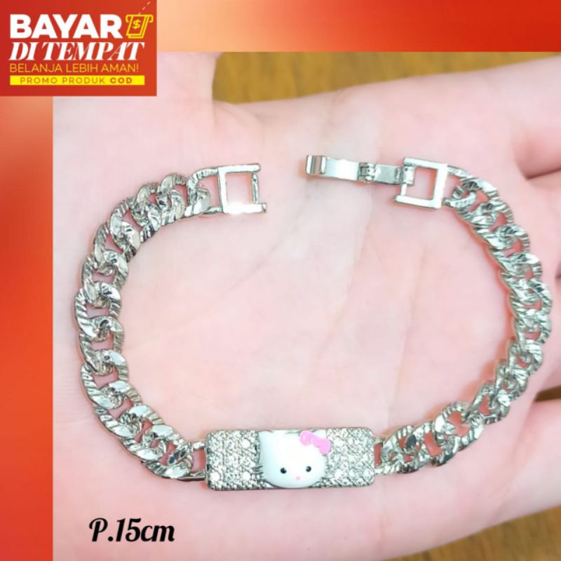 Gelang Rantai Anak *TITANIUM* plat Kombinasi permata karakter tidak karat dan tidak luntur