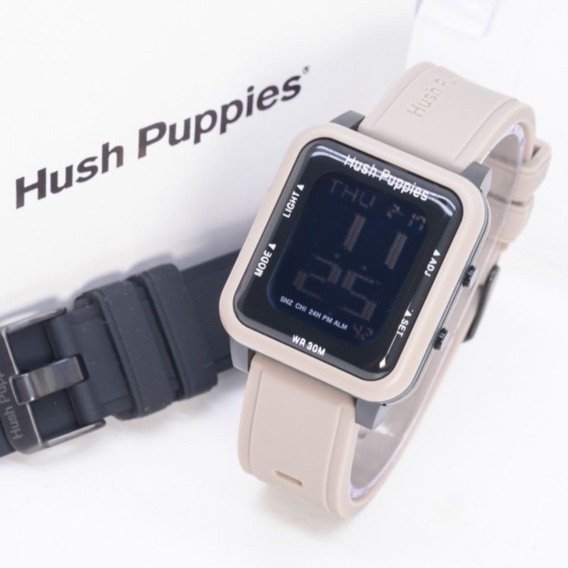 [DGS] Jam tangan Wanita/Pria Hush Puppies Digital Kotak Free box+tali Rubber