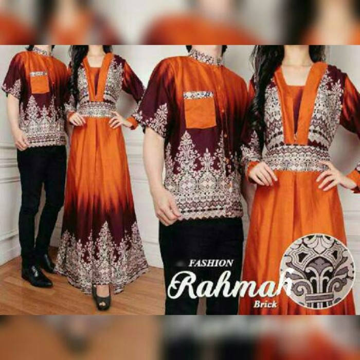 TA-00062 couple rahmah orange baju pasangan sarimbit batik agrabutik
