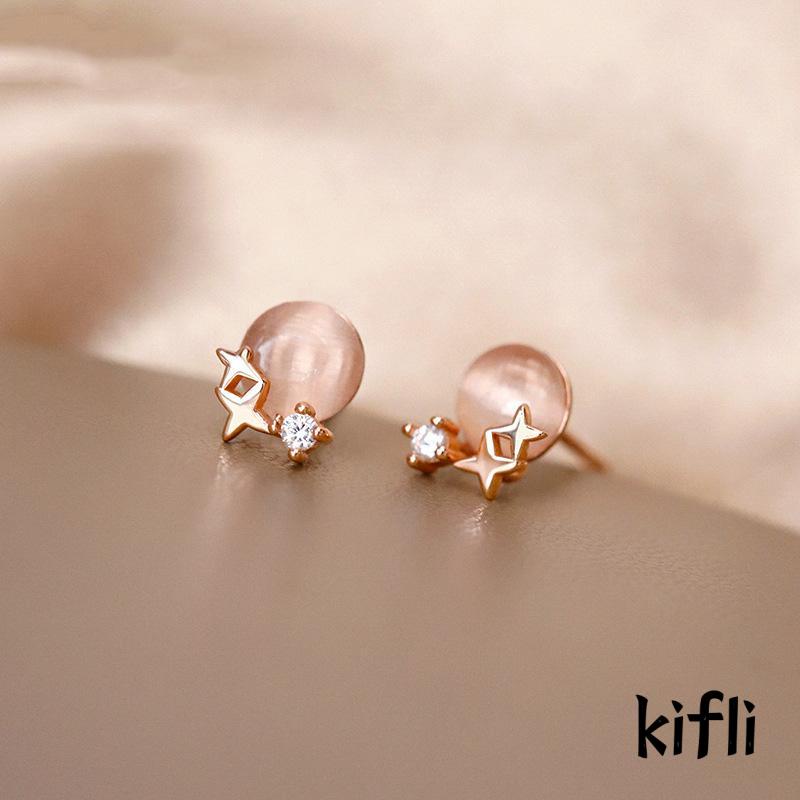 Anting Stud Desain Bintang Opal Bahan S925 Sterling Silver Untuk Wanita