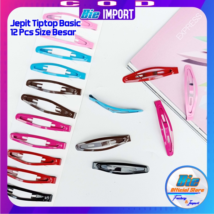 Jepit Tiptop 1 Set 12 Pcs Size Besar Impor Best Seller