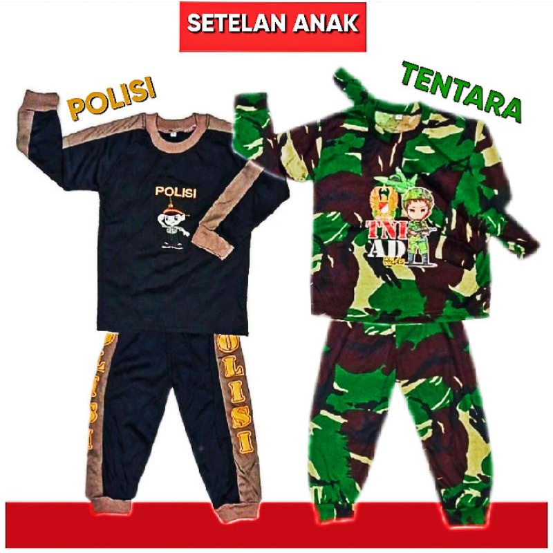 BEST SELLER PROMO STELAN KAOS BAJU POLISI TENTARA ANAK 1 2 3 4 5 6 7 8 TAHUN TRAINING PIYAMA ANAK