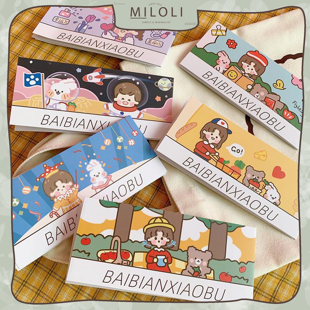 

[MILOLI] 4 Pcs BAIBIANXIAOBU Sticker PET DIY Diary Jurnal BUJO Planner Deco Stiker Hias - B0262