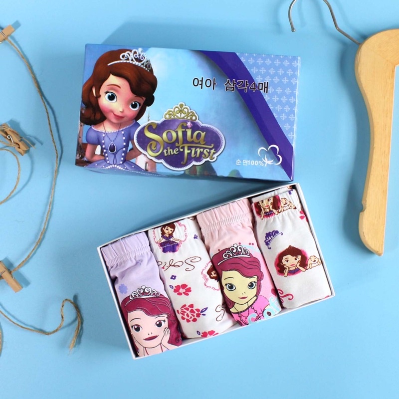 SET Celana Dalam Boxer Anak Perempuan Bahan Katun Import Premium Gambar Princess Celana Dalam Anak Segiempat Lucu Boxer Anak Perempuan Bahan Katun Lucu dan Murah isi 4 Free Box Lucu