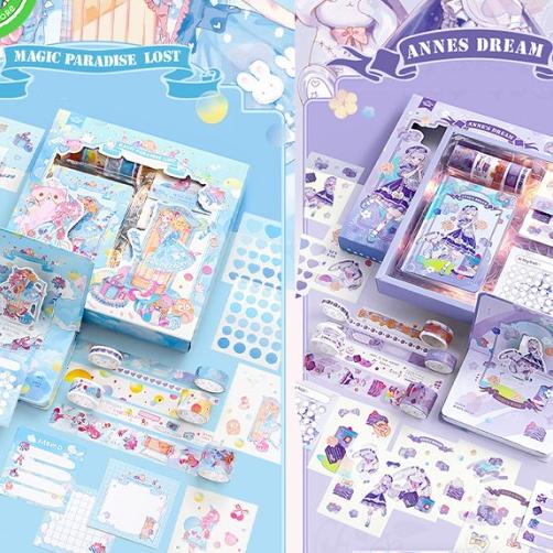 

Cute Girl Diary Hampers Set - 3D Title, Tape, Sticky Notes & Stikers