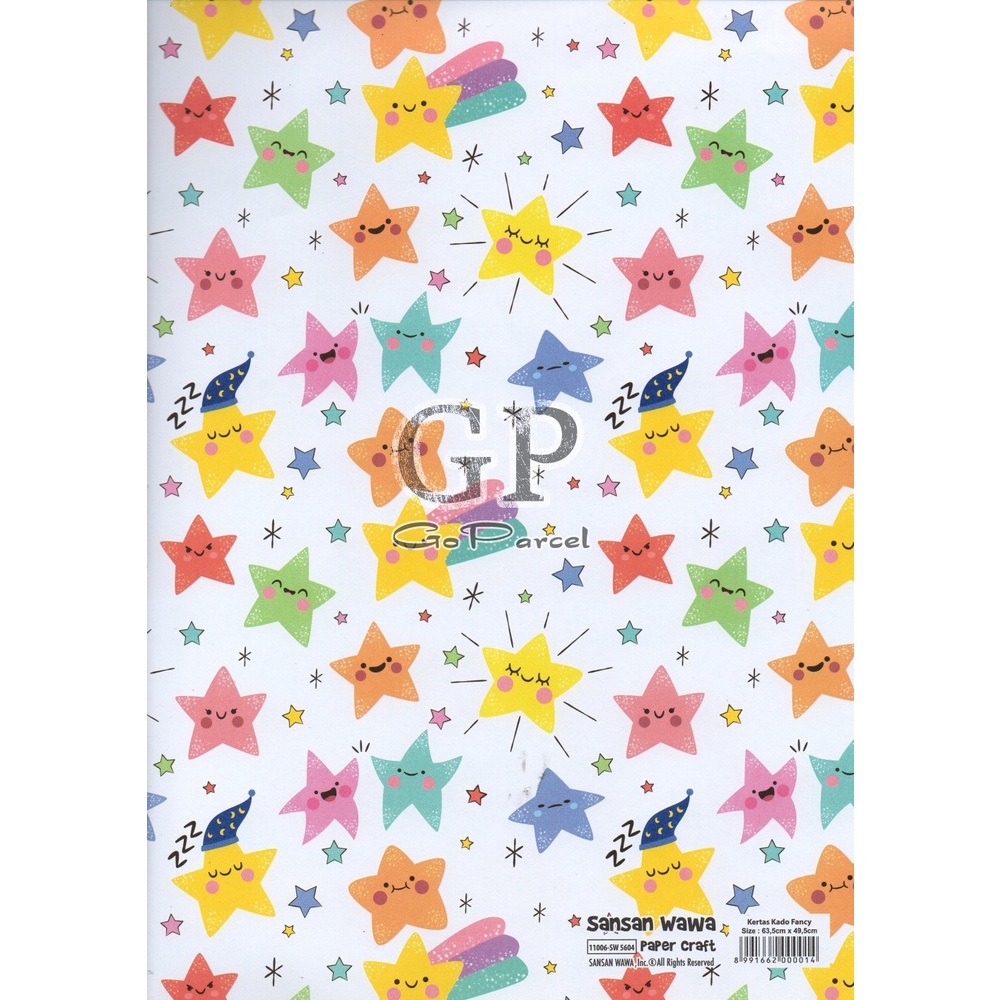 ( 5 Lembar ) STARS SANWA - KERTAS KADO COLORS - GIFT WRAP PAPER SANSAN WAWA BINTANG STAR WARNA WARNI VINTAGE UNIVERSAL ELEGANT