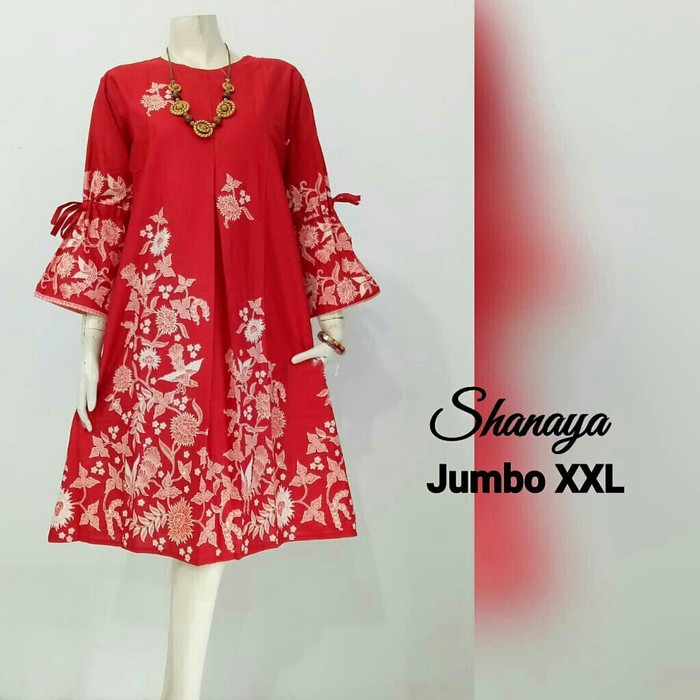 Tunik Batik Serut SHANAYA - Merah, all size