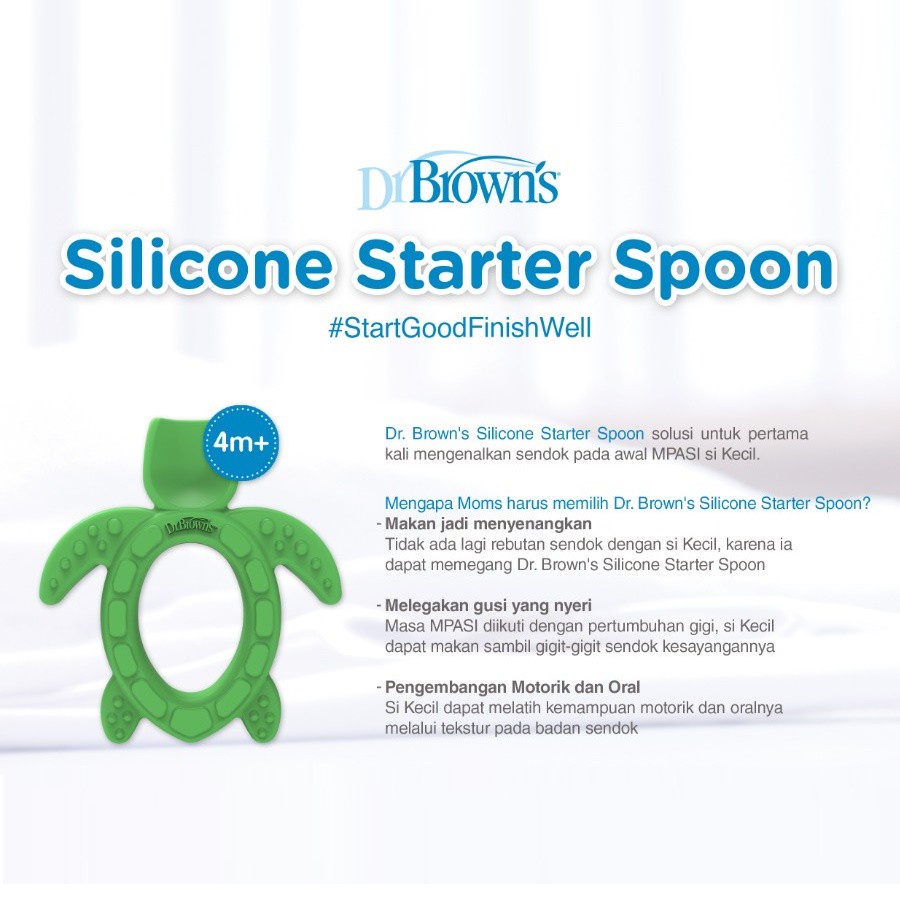 Dr. Brown's Silicone Starter Spoon Turtle Sendok Makan Bayi Dr Browns WHS