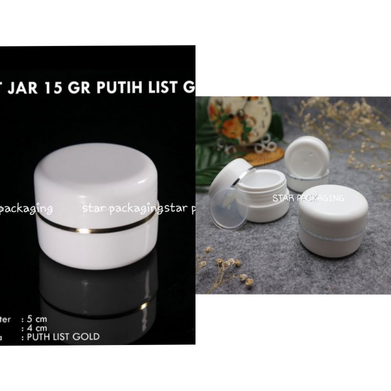 Pot Cream 15Gr Pot Cream 15 Gram Putih List Gold / Silver Pot Kosmetik