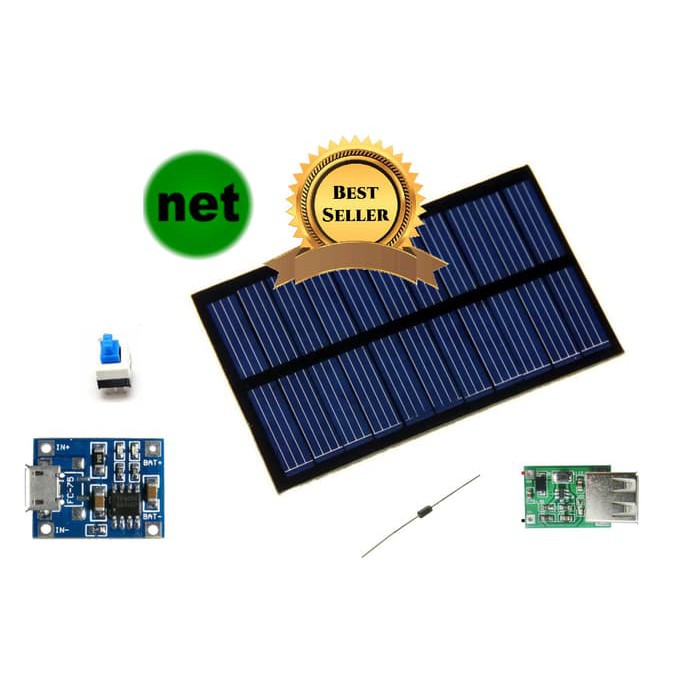 Paket 5 In 1 Modul Kit Powerbank Panel Surya / Solar Cell Diy