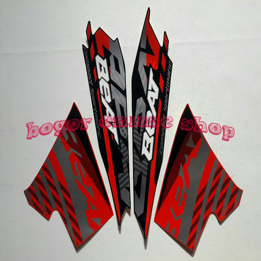 Stiker Motor Striping Honda Beat fi New 2021 Hitam-merah
