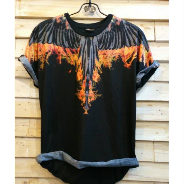 Kaos marcelo burlon wings fire MODEL BARU