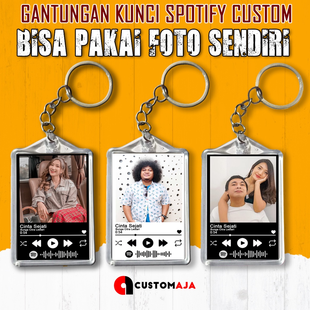Gantungan Kunci Spotify Custom Pakai Foto Sendiri Murah Ganci Barcode Lirik Lagu Album Model Ipod Pl