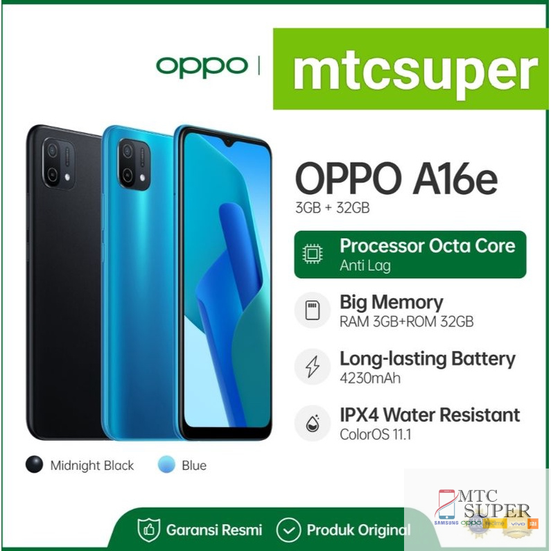 OPPO A16E 3/32 GARANSI RESMI