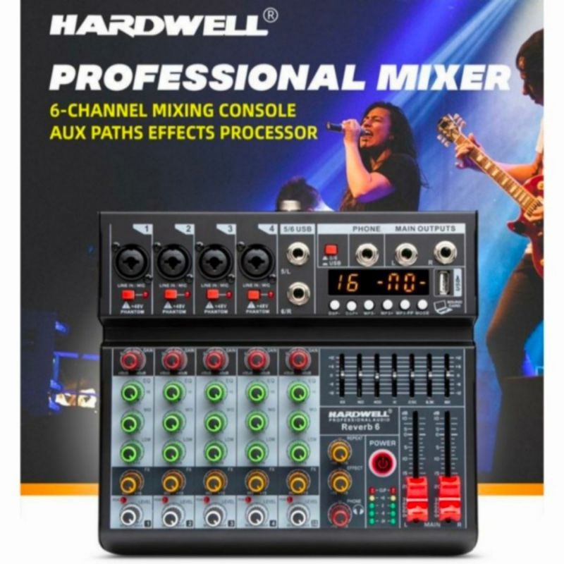 mixer sound system hardwell Reverb 6. 6ch kwalitas bagus