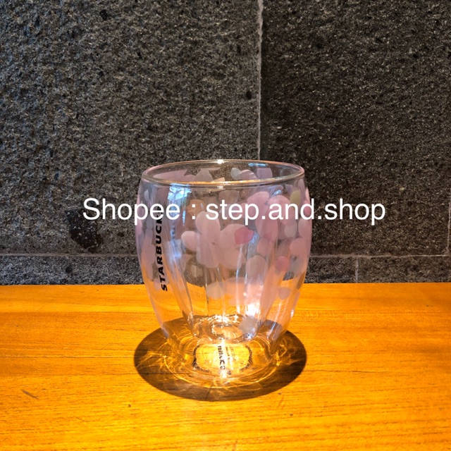 Starbucks Mug Double Wall Glass - Pink Cherry Blossom Edition - Short Size - Rare Limited Ed