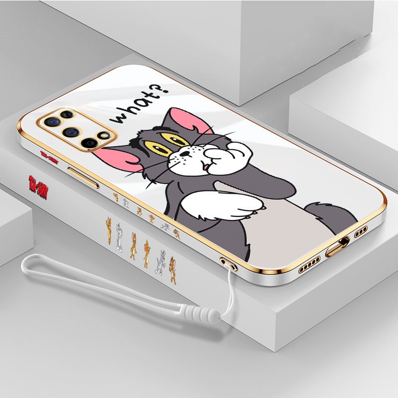 Ultra-thin 6D Plating Cartoon Case For SAMSUNG Galaxy A32 A52 A72 A22 Luxury Cartoon Soft electroplate Lanyard cover couple