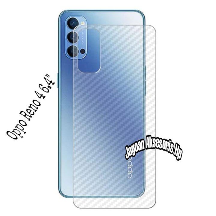 GARSKIN Sticker Carbon Oppo Reno 4 6.4 Inchi Skin Carbon Transparan Fiber Protection Back Sticker Ca