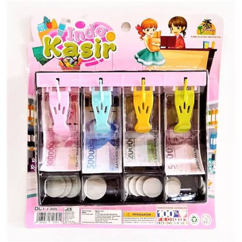 mainan kasir anak cashdrawer uang mainan kertas dan koin fullset