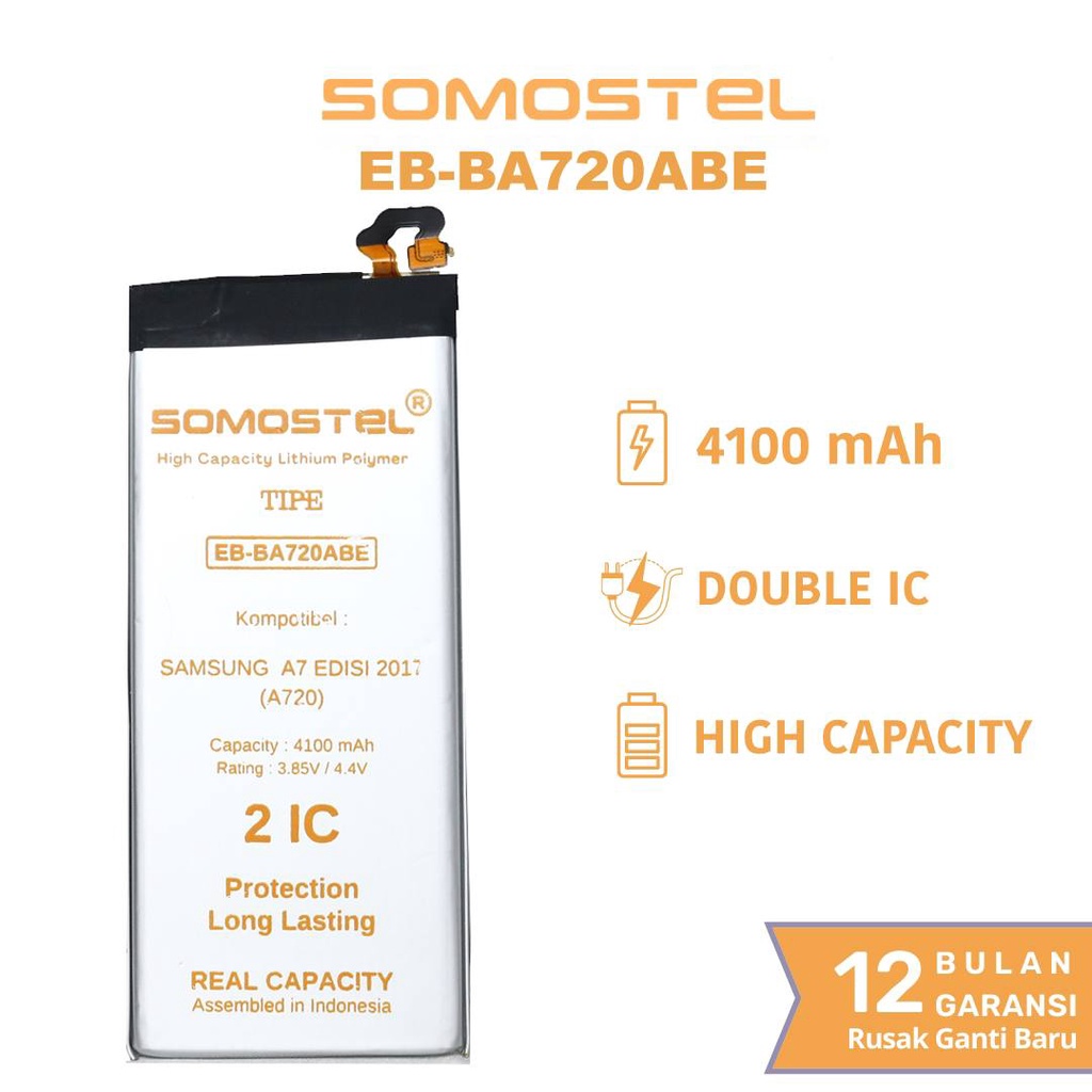 Somostel - EB BA720ABE Samsung A7 Edisi 2017 A720 Batre Batrai Baterai