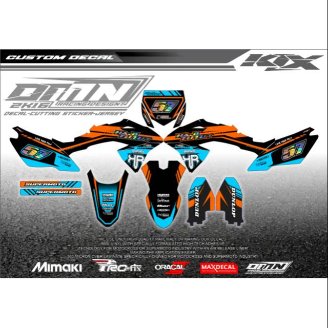 Decal klx bf warna hitam biru orange desain terbaru dikombinasi hologram termurah