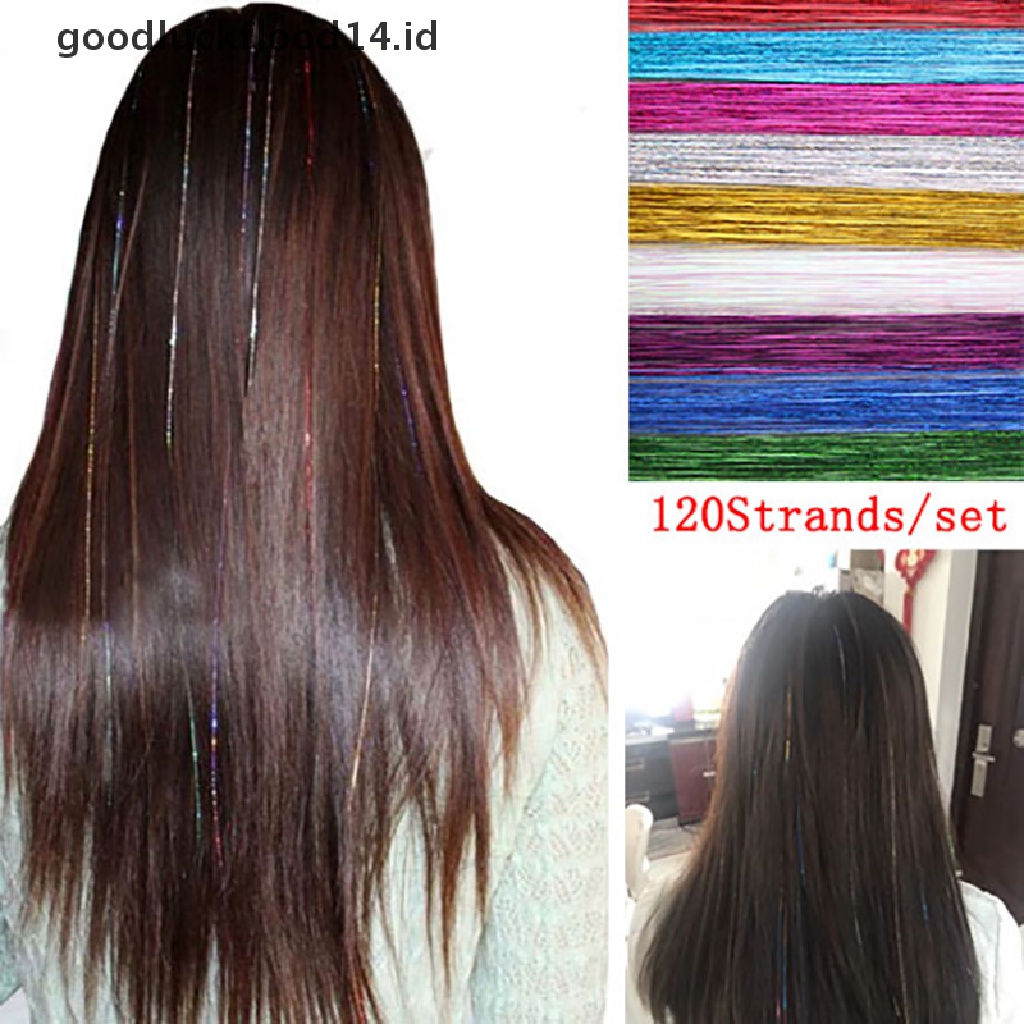 [OOID] 120 Strands Hair Tinsel Bling Silk Hair Flare Strands Glitter Rainbow Hair Decor ID