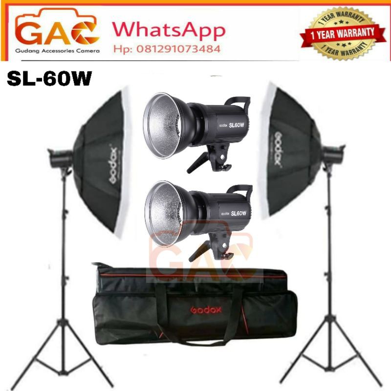 paket lampu studio GODOX SL-60W + Softbox Octagonal SB-BW95cm