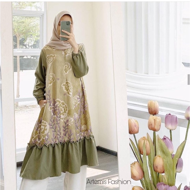 (RPA) LONG TUNIK NECLA ROSE KOMBINASI RAYON PREMIUM