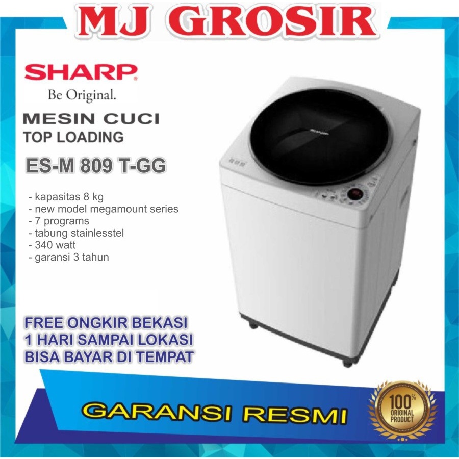 MESIN CUCI SHARP ESM 809 TGG 8KG 1 TABUNG ESM809 TOP LOADING 8 KG