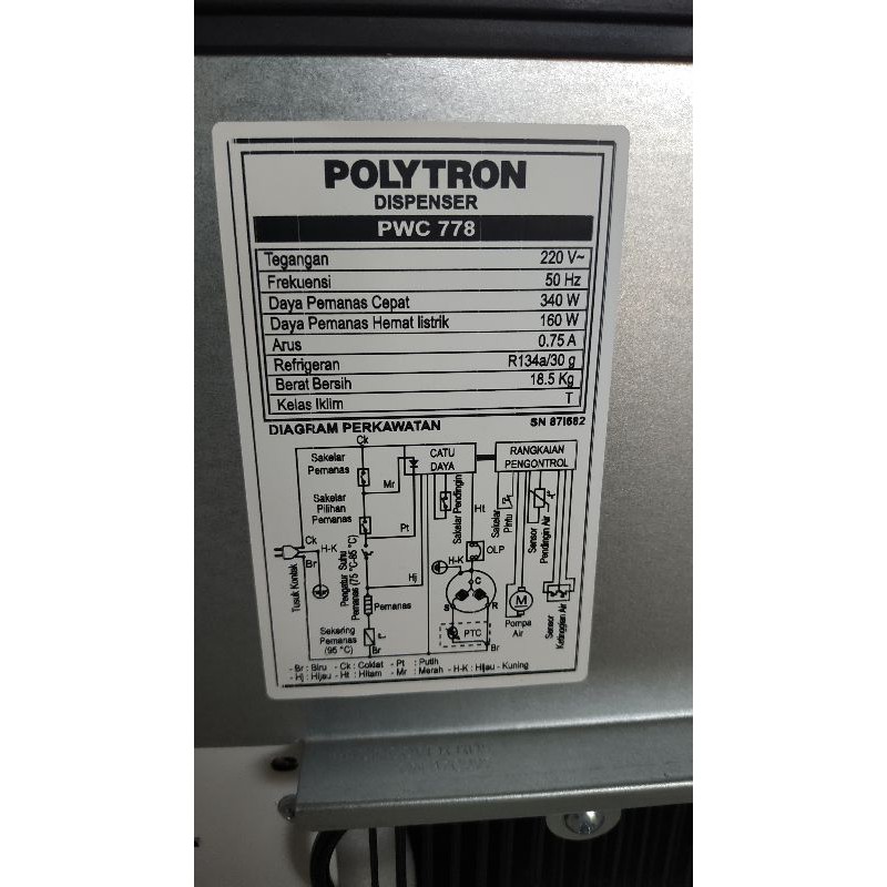 Dispenser galon bawah Polytron PWC 778