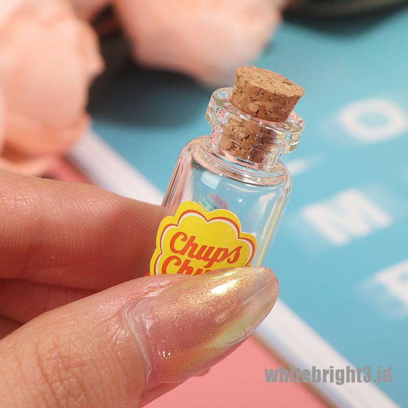 (white3) Miniatur Permen Lolipop / Dessert Dengan Case Holder Untuk Aksesoris Rumah Boneka 1 / 12