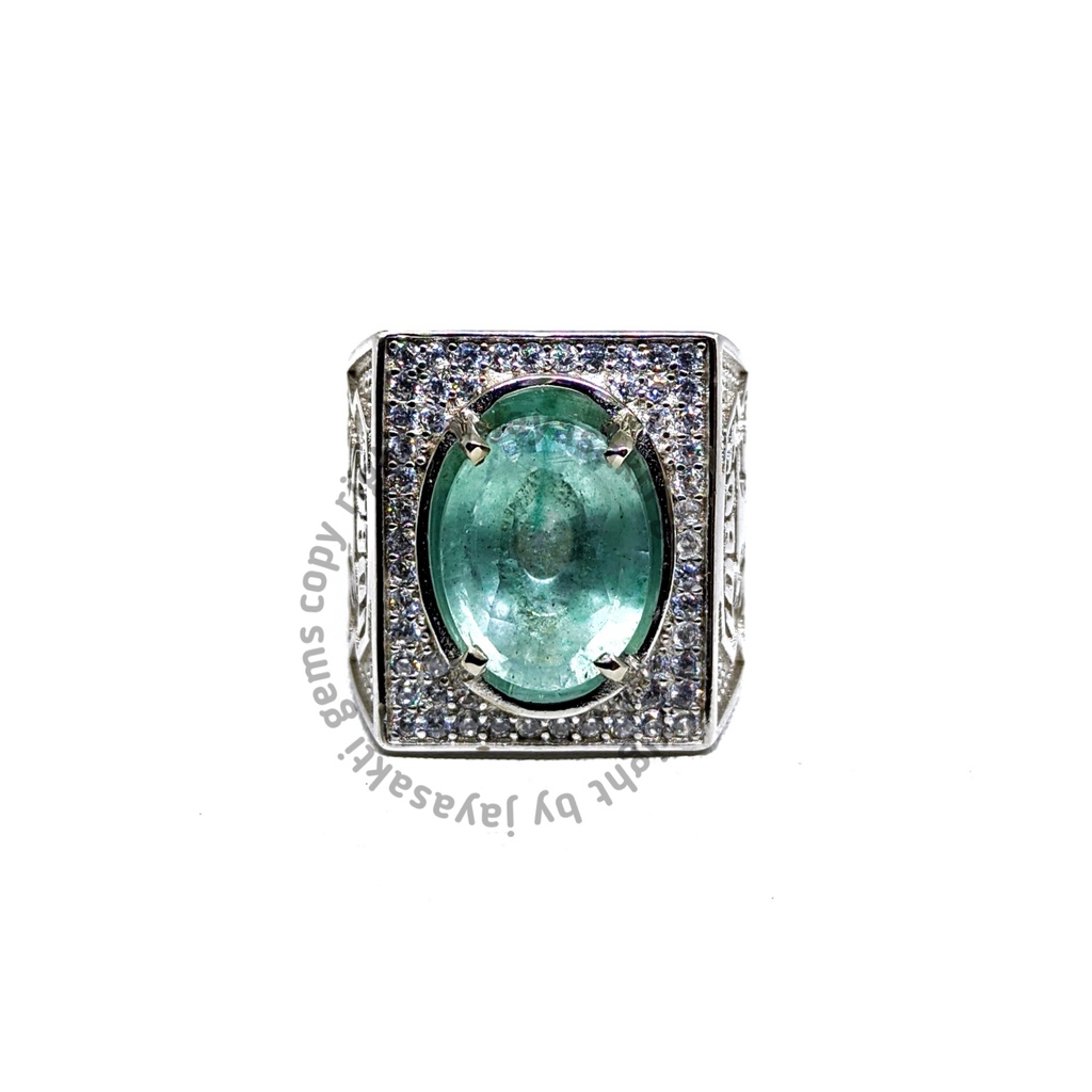 Natural Batu Permata Emerald Berly Zamrud Colombia Ring alpaka EBZC10