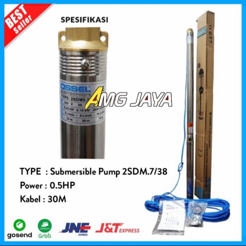 Pompa Satelit Pompa Air Submersible Pump 2SDM.7/38 0,5HP Sibel Satelit Submersible Pump Pompa Sateli