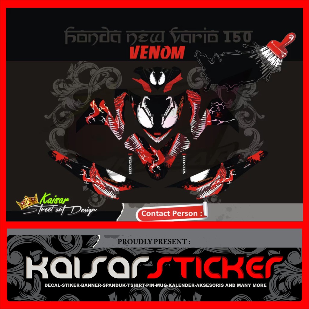 Decal Sticker Motor Full Body Stiker Honda Vario 150 - 125 Esp Full Body Venom
