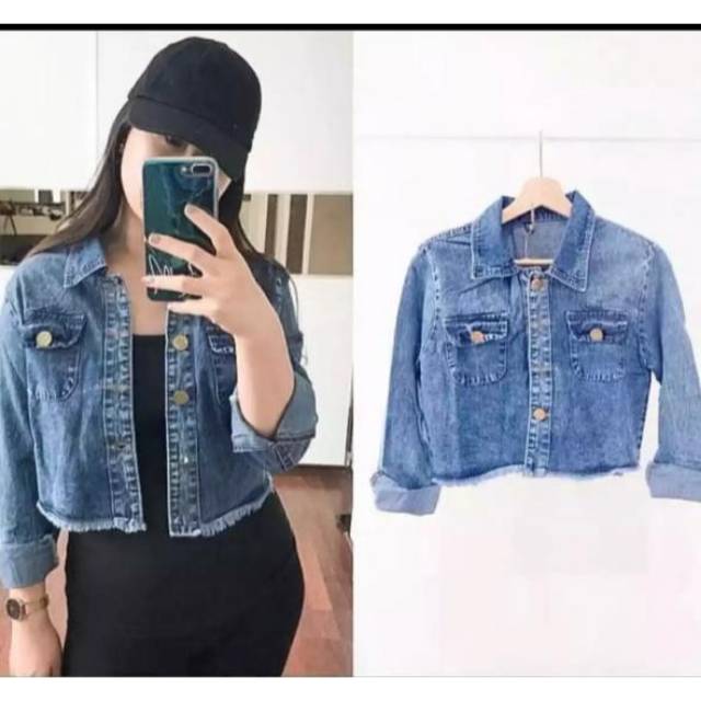 Jaket jeans rawis crop