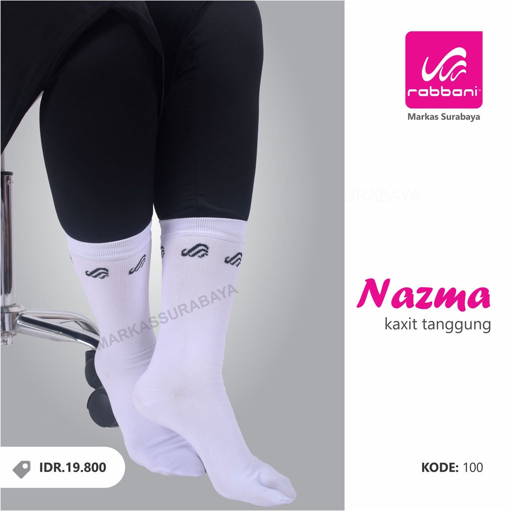 KAOS KAKI TANGGUNG NAZMA (LOGO RABBANI KECIL MELINGKAR) RABBANI ORI-100-PUTIH