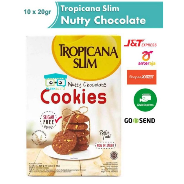 

Tropicana Slim Cookies Nutty Chocolate 200 gr Coklat Sugar Free Diet Keto Gula