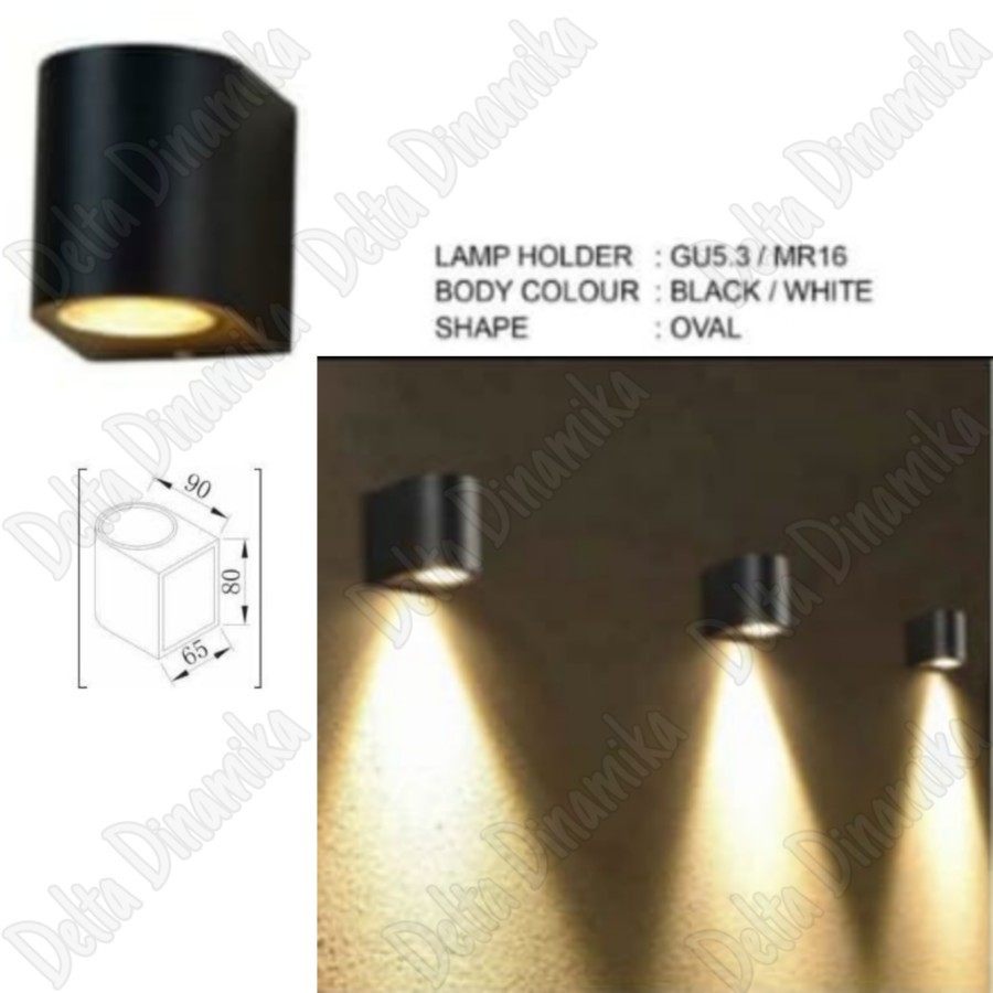 lampu dinding kosongan outdoor fitting mr16 wall light oval satu arah