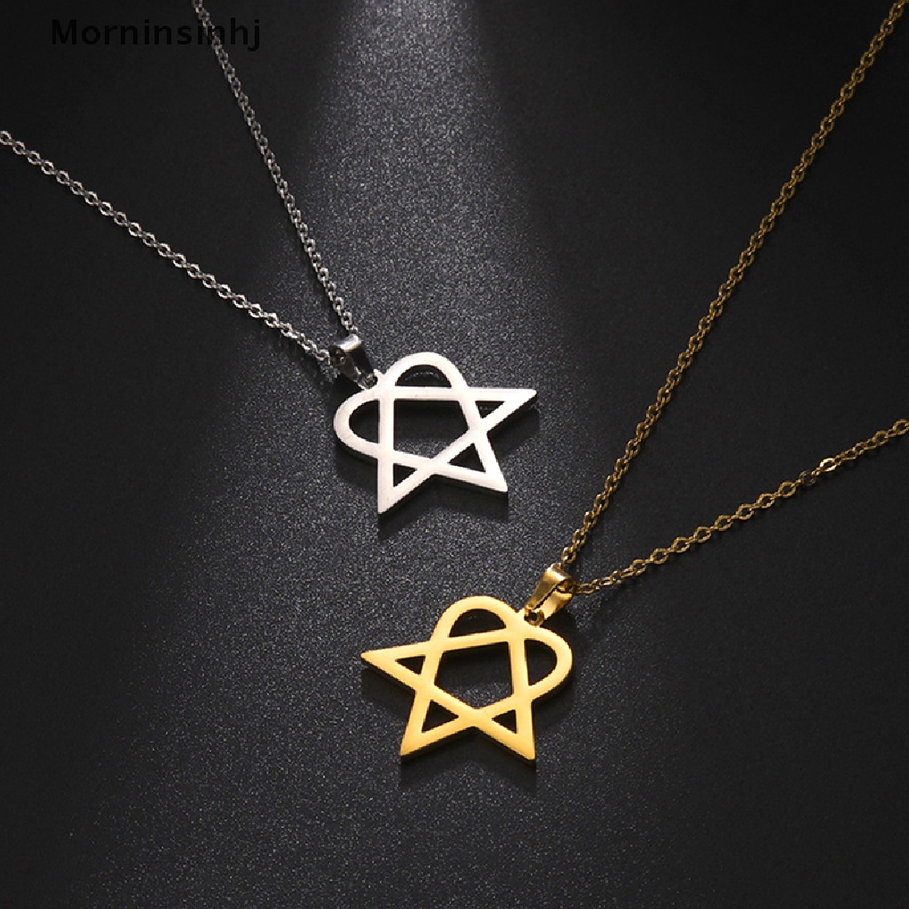 Mornin Klasik Sederhana Heartagram Bintang Hati Anti Karat Liontin Kalung Perhiasan id