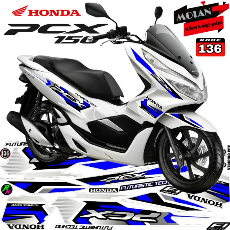 Decal Sticker Striping Variasi Honda PCX 150 2018-2021 - PCX Abs - PCX Lokal - Decal PCX - Striping 