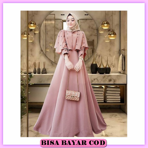 Baju Gamis Brukat Wanita Remaja Terbaru 2022 Maxy Pricila Model Kekinian Edisi Lebaran Bahan Brokat 