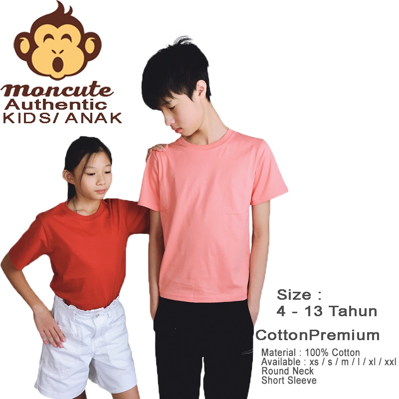 Baju Anak | Kaos Moncute Original | 100% Cotton Premium | Unisex Cowok Cewek | 4-13 Tahun Part 1